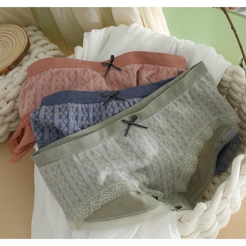 Quần Lót Cotton Viền Ren Kẻ Caro Dễ Thương Mẫu Mới