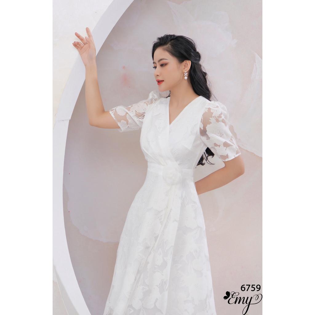 Đầm EMY EM6759 Xoè Ren Trắng