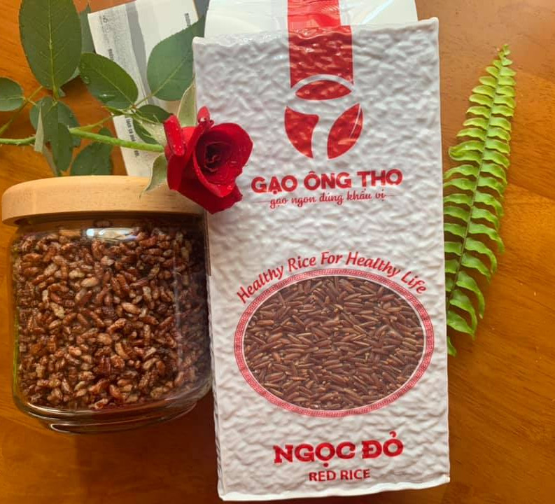 Combo 2 sản phẩm Gạo Ông Thọ - Lứt Ngọc Đỏ túi 1kg hút chân không cao cấp. Gạo sạch hữu cơ dinh dưỡng cho sức khỏe