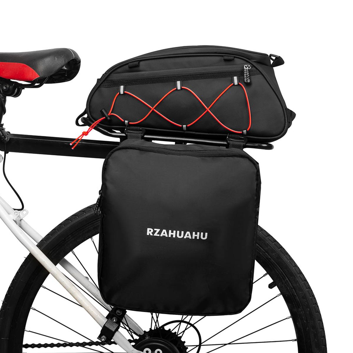 RZAHUAHU 3-in-1 Bike Rack Bag Trunk Bag Waterproof Bicycle Rear Seat Bag Cooler Bag with 2 Side Hanging Bags Cycling Cargo Luggage Bag Pannier Shoulder Bag