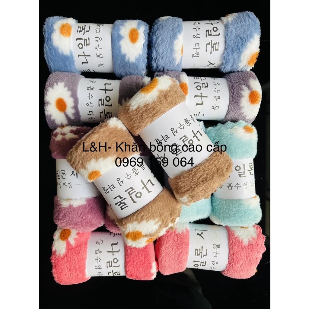 Khăn mặt lông cừu cao cấp, hoa cúc, KT 30x50cm