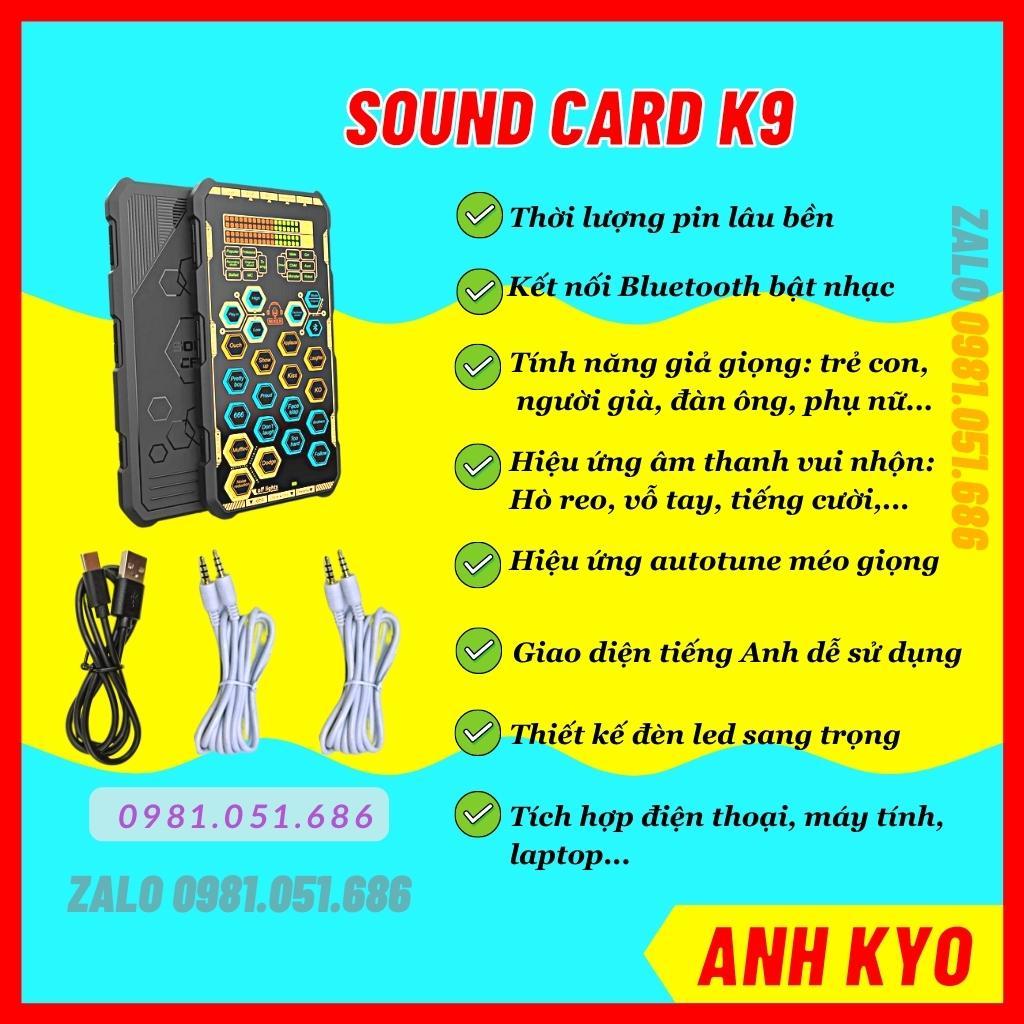 Sound card k9, bộ k9 mobile dùng thu âm, livestream online, tạo hiệu ứng video cho các sound card mixer khác