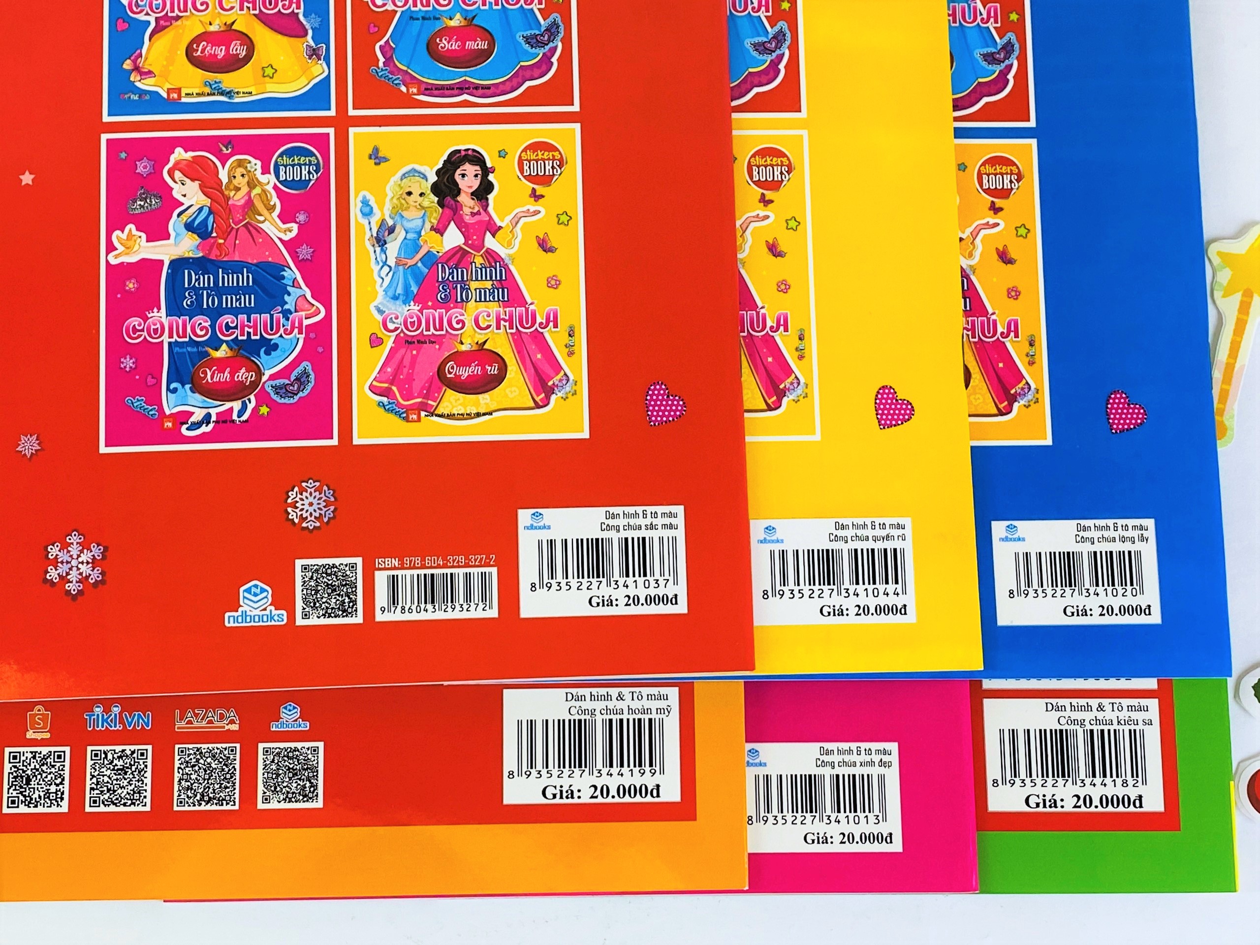 Sách - Combo 6 cuốn Dán hình và tô màu Công Chúa - ndbooks