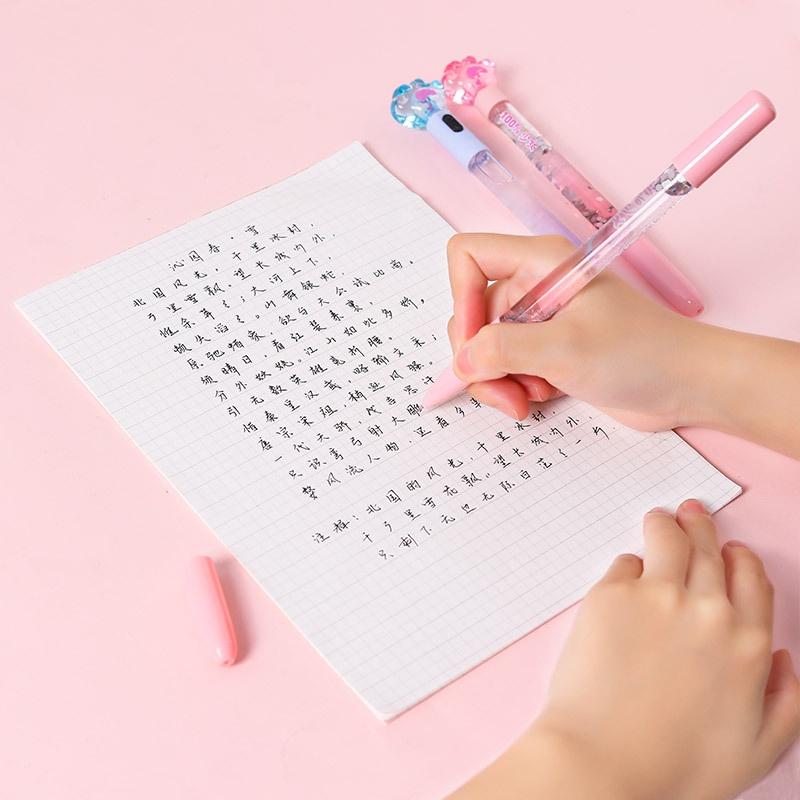 Bút Gel Cát Lún Có Đèn Nhấp Nháy Nhiều Màu Ngòi 0.5mm - Viết Mẫu Hình Chân Mèo Kute Dễ Thương