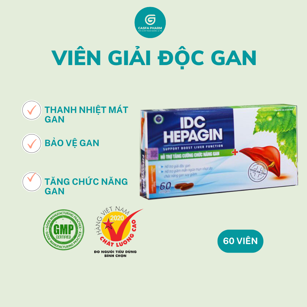 IDC LIVERTOP, Hỗ trợ thanh nhiệt, mát gan, giúp giải độc gan và bảo vệ gan, hỗ trợ tăng cường chức năng gan, Hộp 60 viên