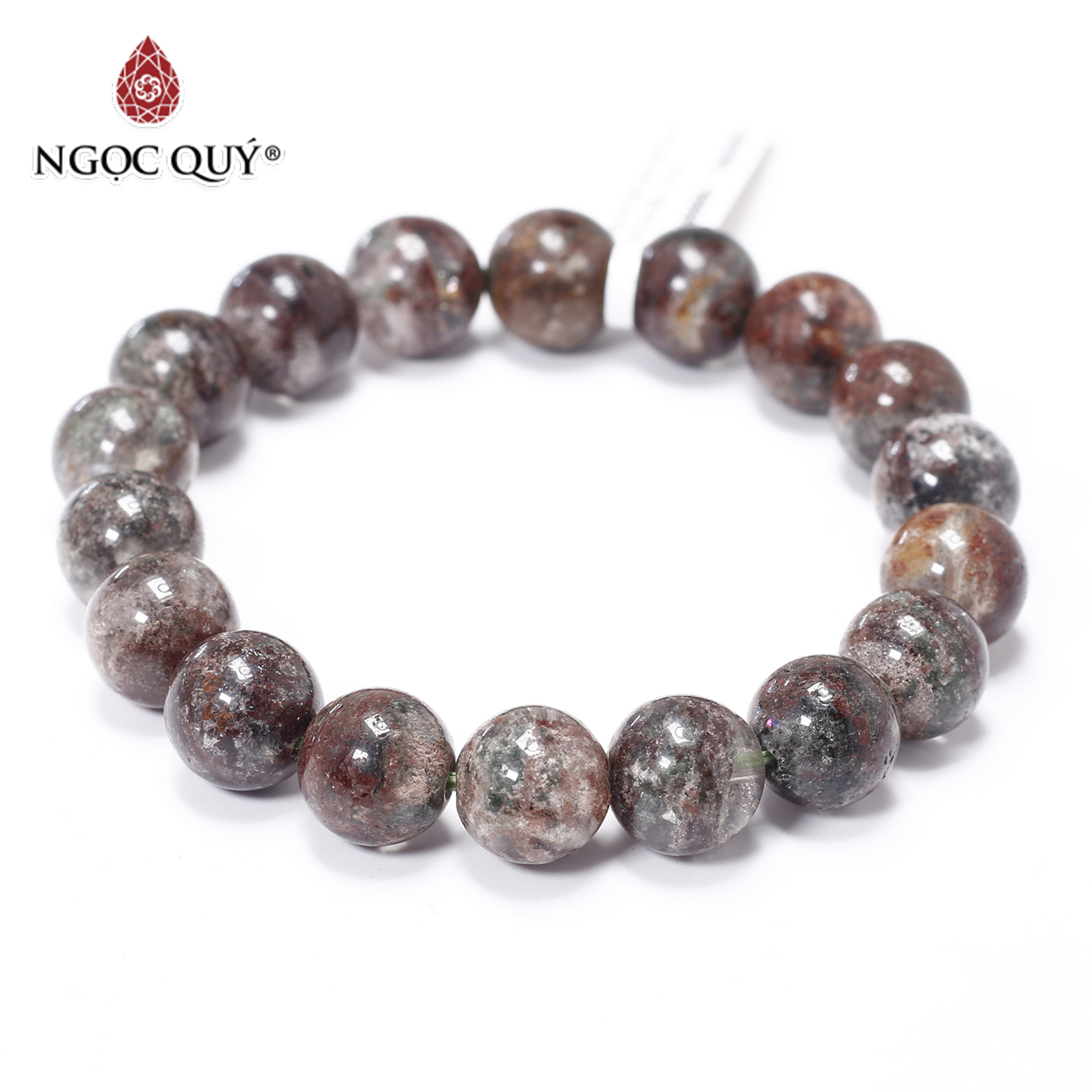 Vòng thạch anh ưu linh rêu nâu 11mm mệnh thổ, kim - Ngọc Quý Gemstones