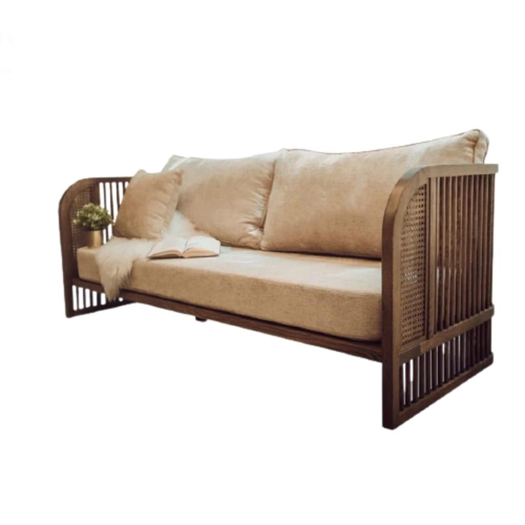 Sofa Indochine tay mây (Rustic) - Sofa khung nan gỗ kết hợp đan mây tự nhiên.Hàng gia công tỉ mỉ, chất lượng xuất khẩu