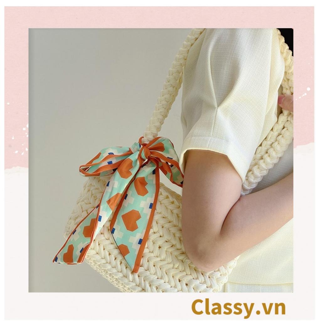 Túi làm từ sợi len nhiều màu pastel Classy, quai xách chắc chắn có đính kèm nơ thời trang T1240