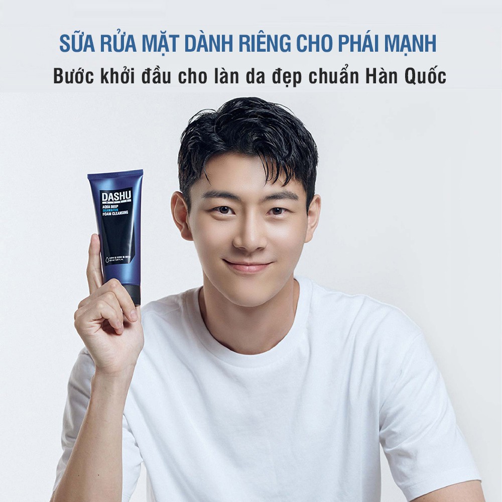 Sữa rửa mặt nam sạch sâu DASHU MANS AQUA DEEP SEAWATER FOAM CLEANSING 150ml, Tặng kèm combo 2 lược chải tóc to và bé