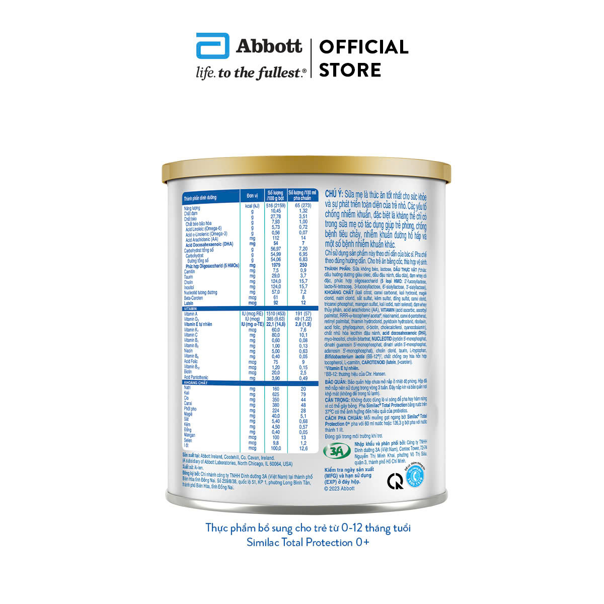 Sản phẩm dinh dưỡng công thức cho trẻ từ 0-12 tháng tuổi Similac Total Protection 0+ 380g