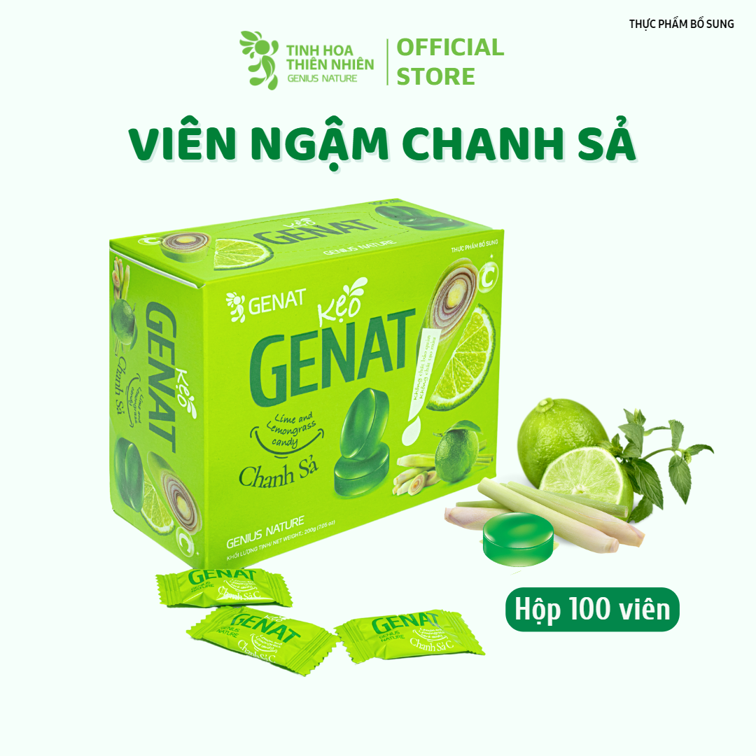 Kẹo ngậm Genat Chanh Sả (Hộp 100 viên) - Giao 2H HCM