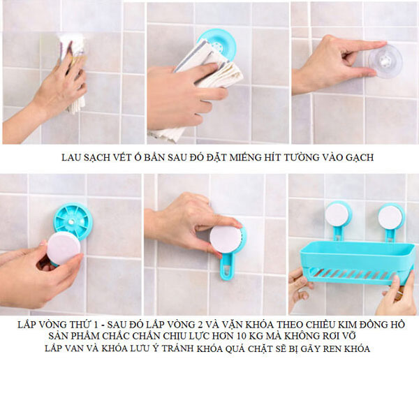 Combo 2 Kệ Ngang Treo Hít Tường Đựng Đồ Tiện Dụng