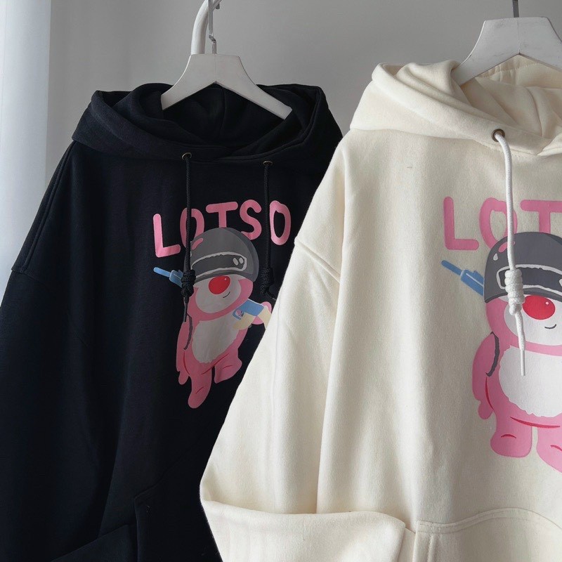 Áo Hoodie nỉ bông Gấu LOTSO v2 nhiều màu form rộng unisex oversize nam nữ chất liệu cao cấp,Áo Hoodie cặp đôi GẤU LOTSO