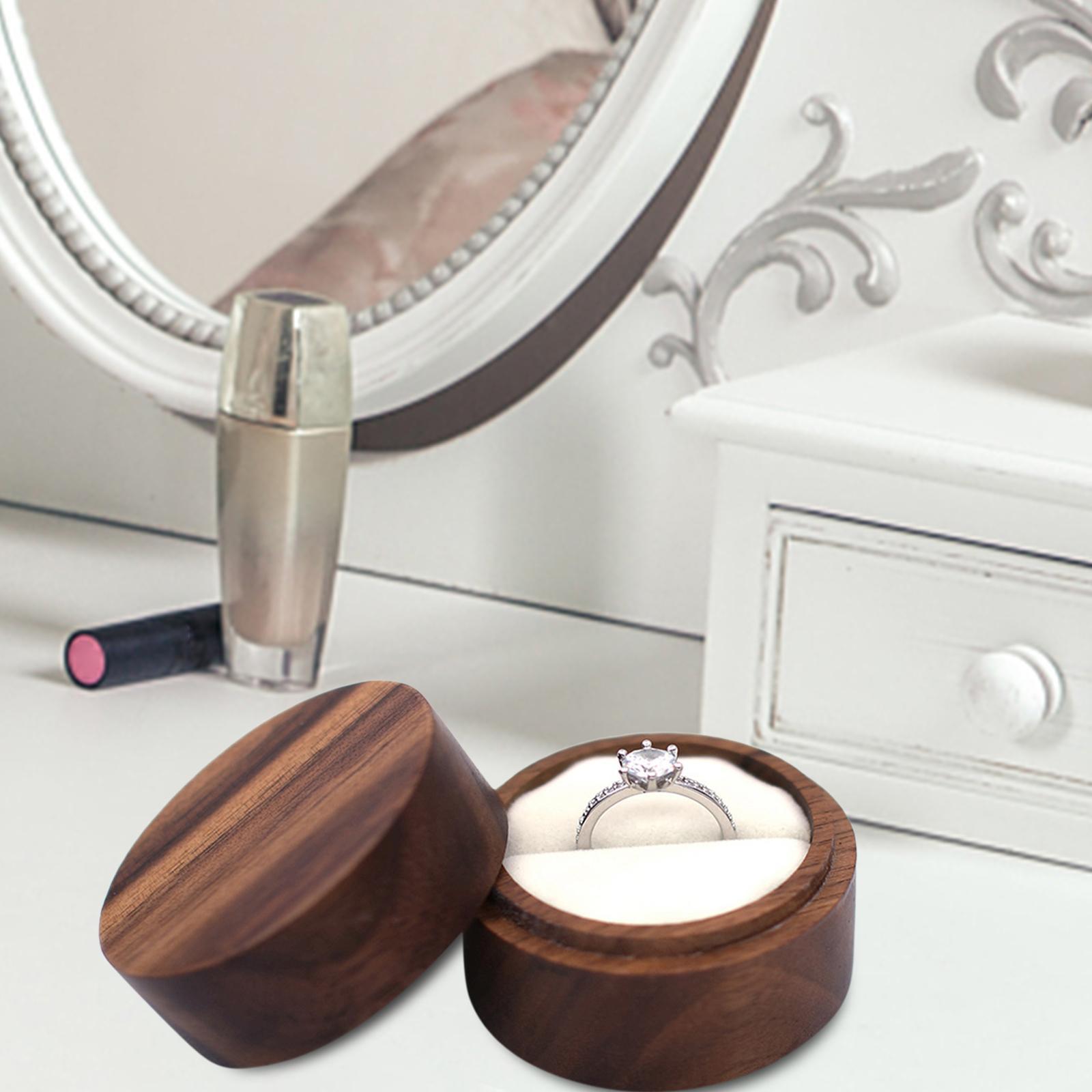 Wedding Ring Bearer Box, Ring Storage Case Keepsake Round Ring Holder for Birthday