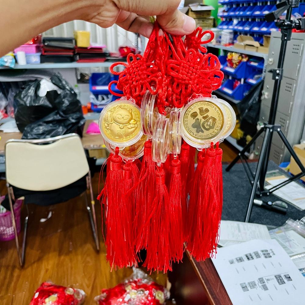 Combo 10 dây treo Xu hình con Mèo Vàng , Treo ô tô, cửa nhà, xe đạp. Làm quà tặng dịp Lễ, Tết - Mẫu 1 - PASA COLLECTION