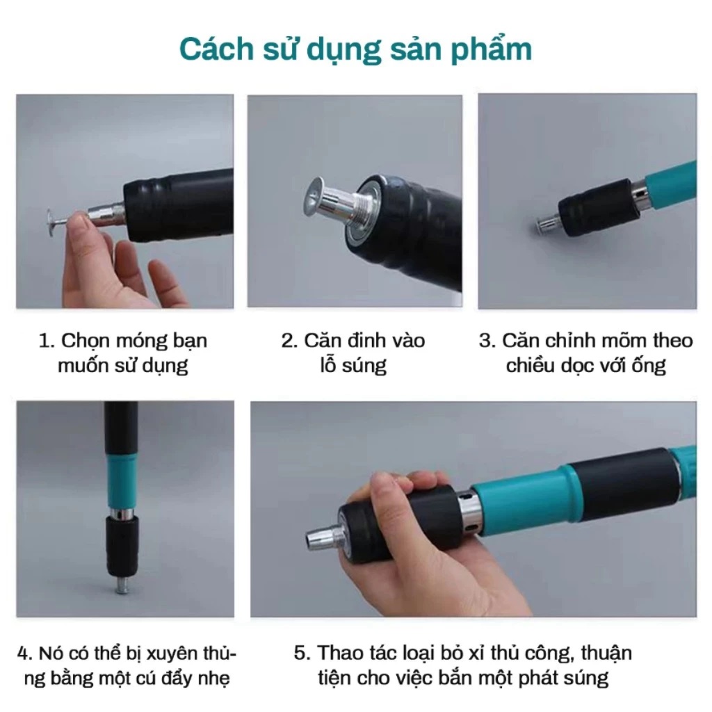 Máy Bắn Đinh Hạt Nổ GDV Kapusi Bắn Đinh Bê Tông Tay Cầm Xanh - TẶNG KÈM 100 ĐINH, Đóng Đinh Dễ Dàng, Bộ Giảm Thanh Đôi - Hàng Chính Hãng