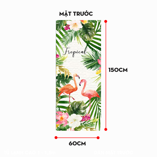 Miếng Decal Dán Trang Trí Tủ Lạnh Hoa Lá Nhiệt Đới Tropical Phong Cách Đương Đại