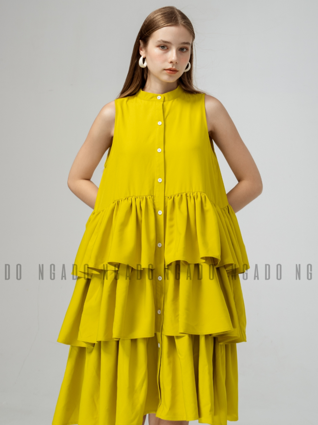 Đầm vàng chanh 3 tầng NGADO