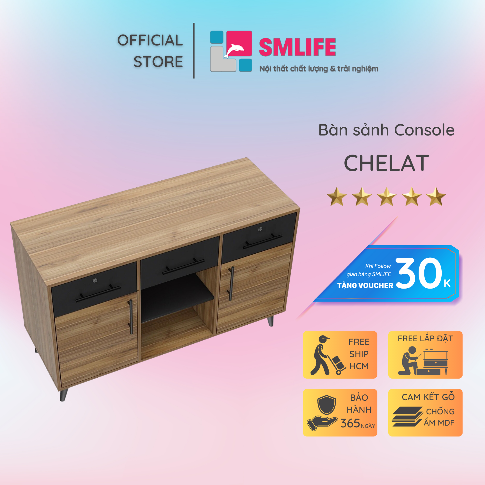 Bàn sảnh ra vào gỗ hiện đại SMLIFE Chelat