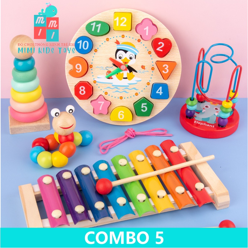 Combo 3-8 món đồ chơi gỗ Montessori cho bé tư duy, phát triển trí tuệ vừa học vừa chơi - Đồ chơi thông minh cho bé