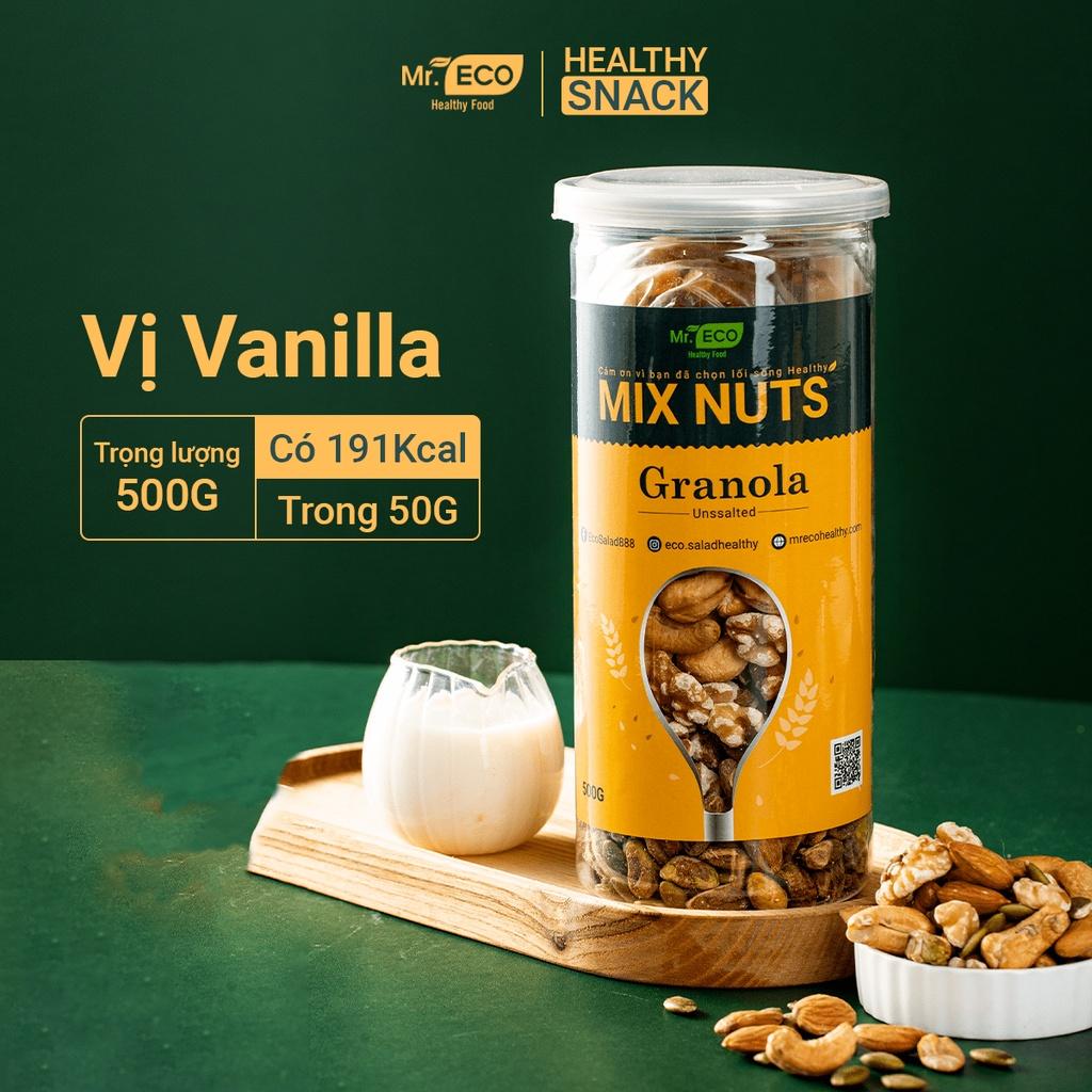 Ngũ Cốc Siêu Hạt 4 Vị Granola Mr Eco Healthy Food 500g, các loại hạt tổng hợp ăn kiêng, giảm cân