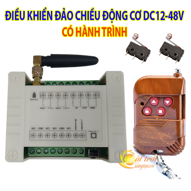 Công tắc điều khiển đảo chiều động cơ DC12-48V có hành trình V3 - Tần số 433Mhz ( Bộ kèm 2 remote )