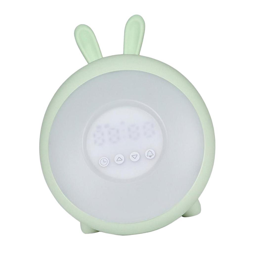 Night Light Clock for Kids, Cute Animal Bunny Nightlights for Baby Toddler Children Girls, Rechargeable 7 Changing Colors Table Lamp for Bedroom