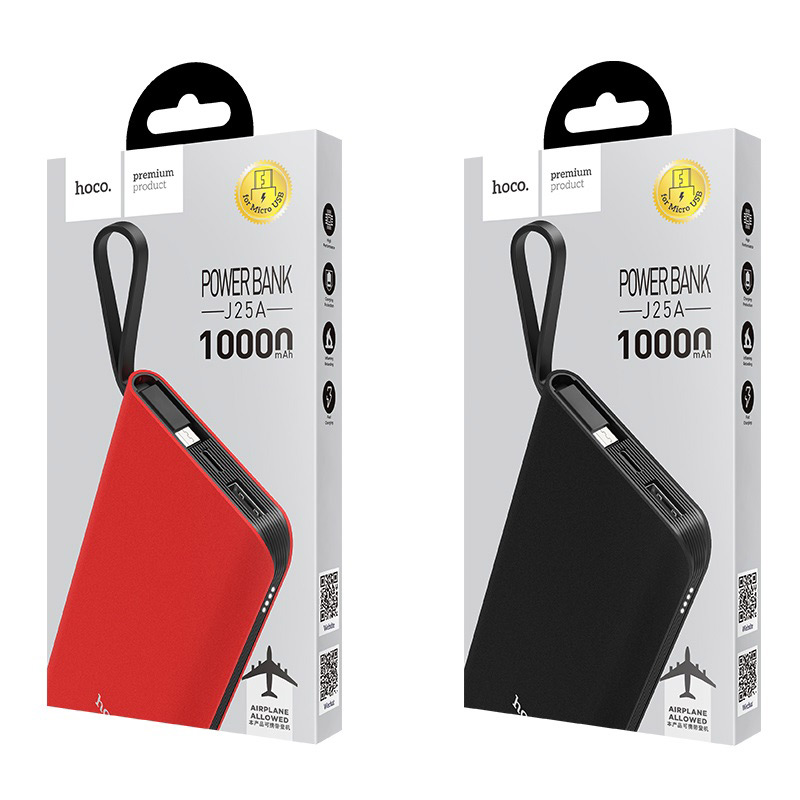 Pin Sạc Dự Phòng J25A New Power Dung Lượng 10000mAh Có Cáp ngắn 12cm Cho Android Micro Usb - Chính Hãng