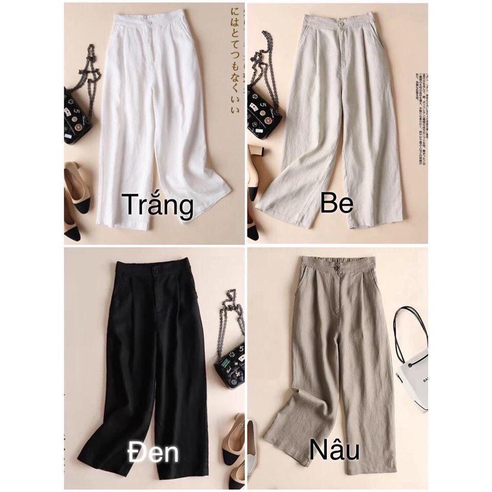 Quần ống suông, quần ống rộng culottes vải đũi dài 92cm.