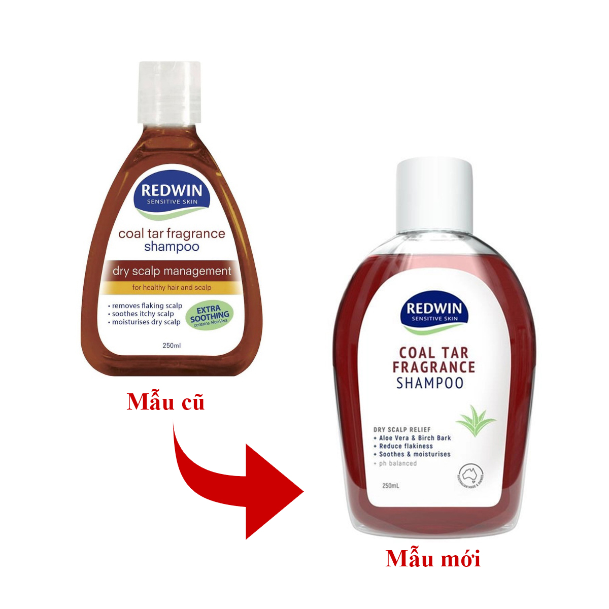 Dầu Gội Giảm Gàu Redwin Coal Tar Fragrance Shampoo 250Ml - Cho Da Tiết Bã, Vảy Nến, Chấy Rận, Nấm