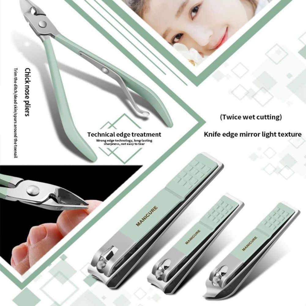 Bộ dụng cụ làm móng tay chân 16 món cao cấp đi kèm bao da tiện dụng inox - Hàng chính hãng