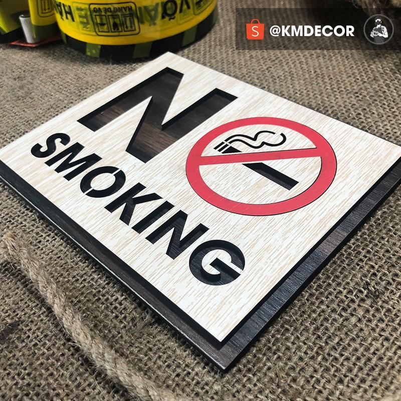 Bảng gỗ no smoking bằng gỗ có sẵn keo hai mặt dán tường