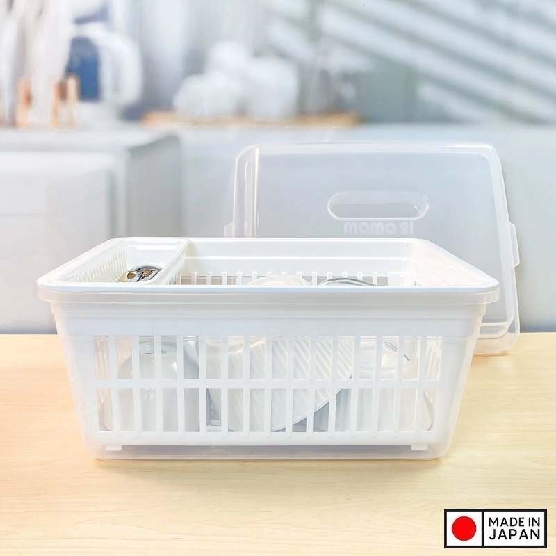 Bộ khay bảo quản bát, đĩa có nắp đậy an toàn Inomata - Hàng nội địa Nhật Bản (#Made in Japan)