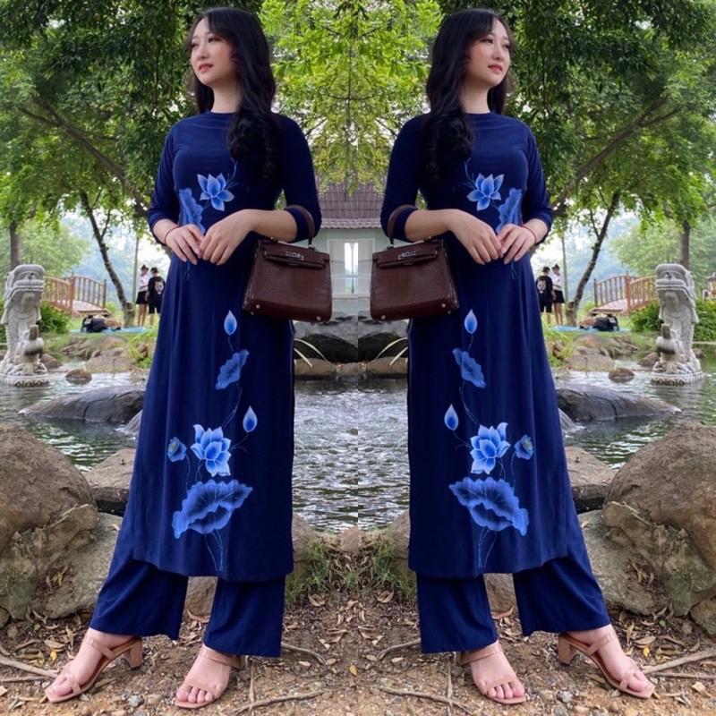 Đồ Lam Đi Chùa # Áo Dài Vải Thun