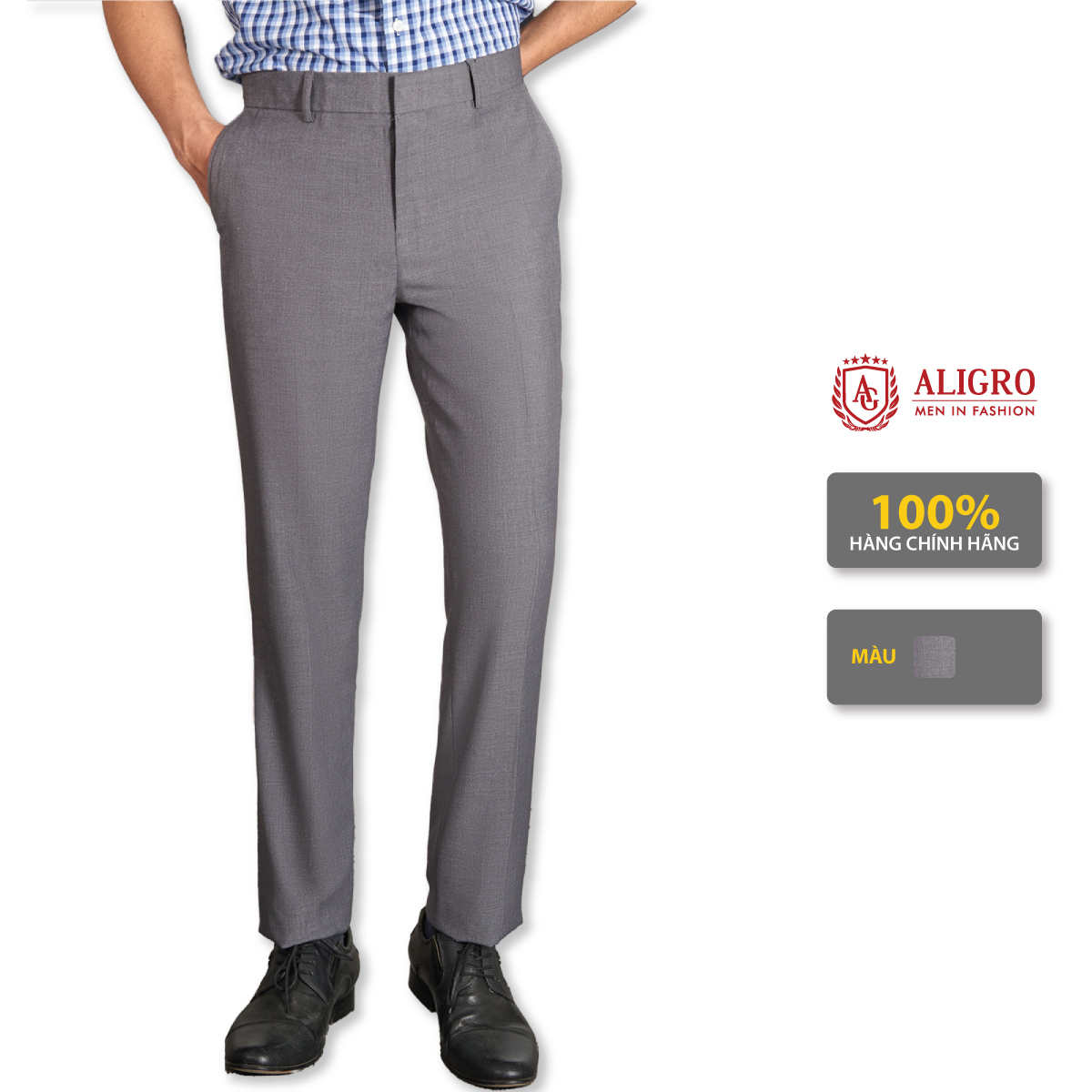 Quần Âu Nam Aligro Màu Grey Form Chuẩn Slimfit, Vải Cotton Cao Cấp Cực Tôn Dáng, Lịch Sự, Algo1045