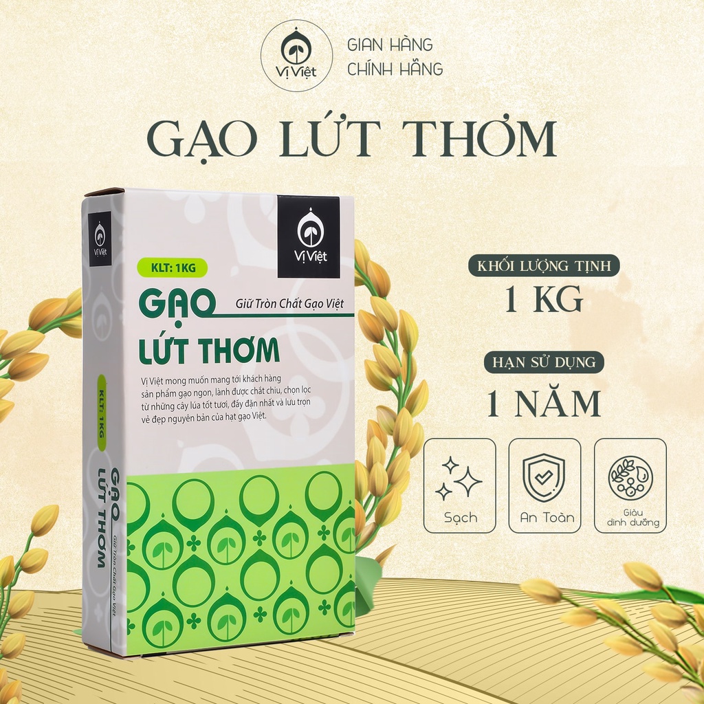 Gạo Lứt Thơm VỊ VIỆT, Mềm thơm Dễ Ăn ,Hỗ trợ giảm cân, Không phải ngâm nước, Gói 1 kg