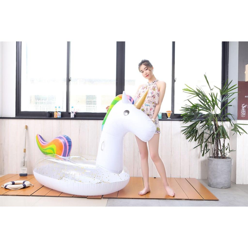 Sequined Con Kỳ Lân Khổng Lồ Bể Bơi Nổi Vòng Bơi Nệm Hơi Bể Bơi Vòng Tròn Bể Bơi Nổi Trên Mặt Nước Đồ Chơi