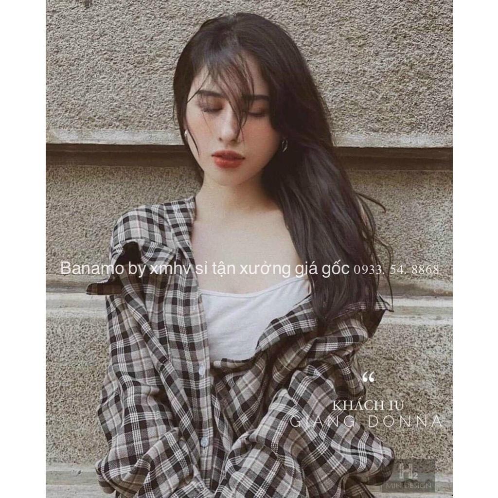 Áo sơ mi kẻ dài tay 2 túi ngực from dài thời trang Banamo Fashion sơ mi kẻ 2 túi ngực dài tay 3918
