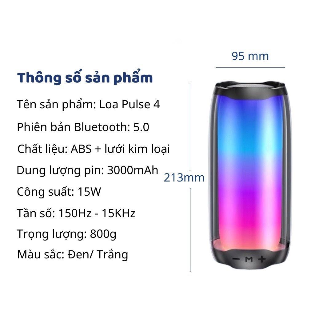 Loa Bluetooth Pluse 4 Có Đèn Led Theo Âm Nhạc Công Suất 20w 360 Độ Âm Thanh Chuẩn Bass Căng Đét Pin Cực Khoẻ