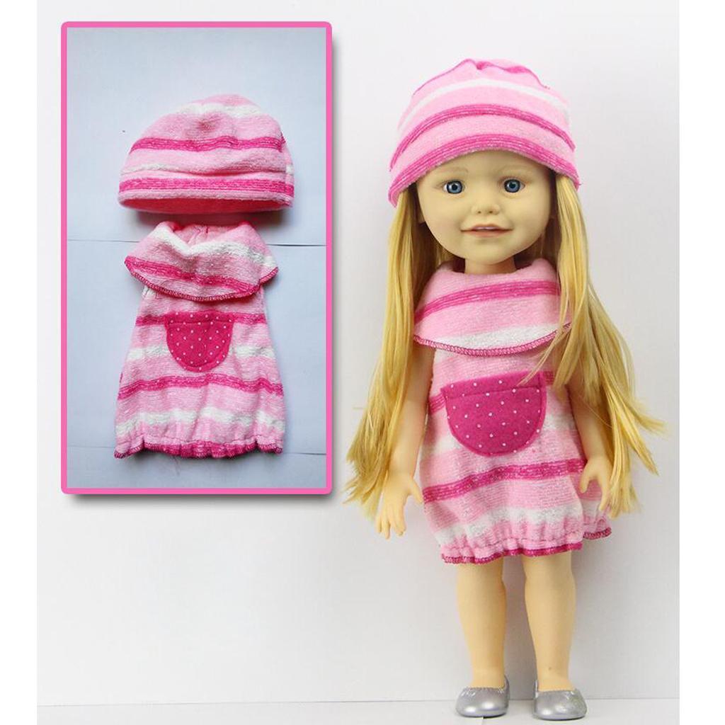 Handmade Pink Dress And Hat Set Outfit Clothes For 40cm 16-inch Salon Doll