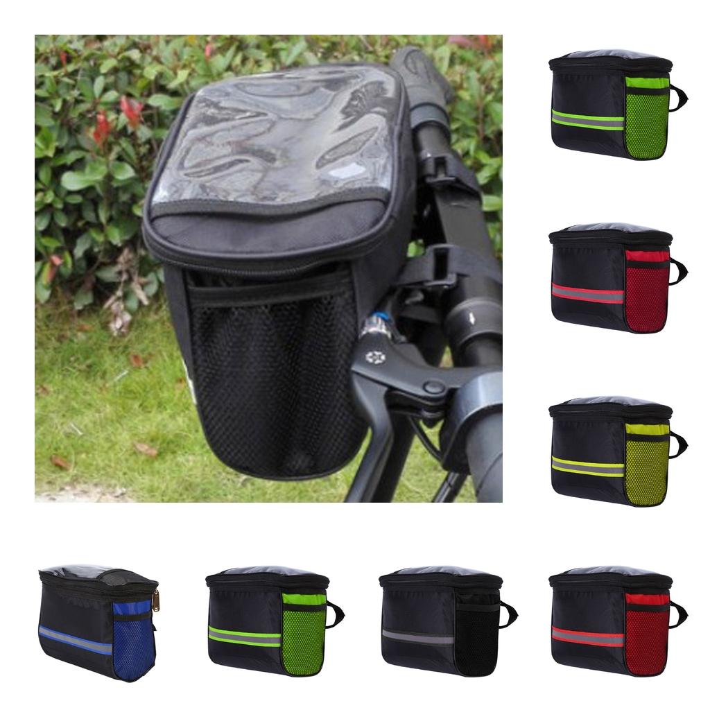 Bike Handlebar Bag Waterproof Bike Basket Bicycle Front Storage Bag with Reflective Strip