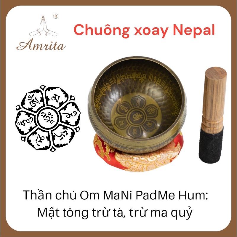 Chuông xoay Tây Tạng, chuông bát nepal họa tiết mắt Phật - singing bolws - chuông mõ tụng kinh - chuông xoay Amrita