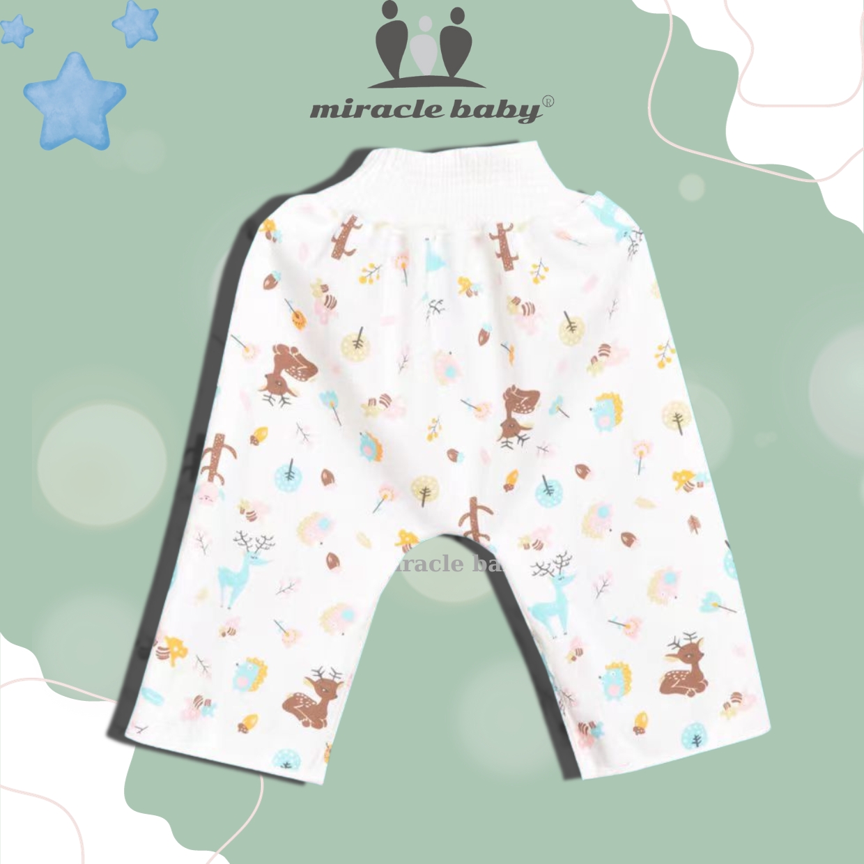 Quần bỏ tả Miraclebaby tập đi vệ sinh bằng vải dành cho bé thấm hút nước tốt, chống tràn AUPP phu hợp với bé từ 6-12 tháng