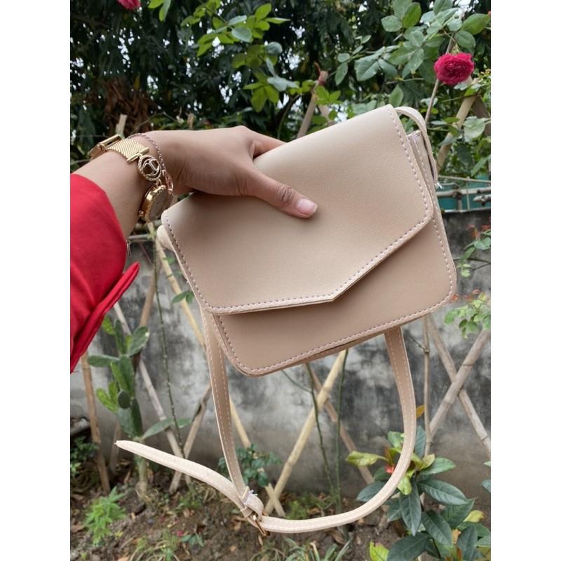 Túi xách nữ dáng bì thư da mềm có khóa kéo