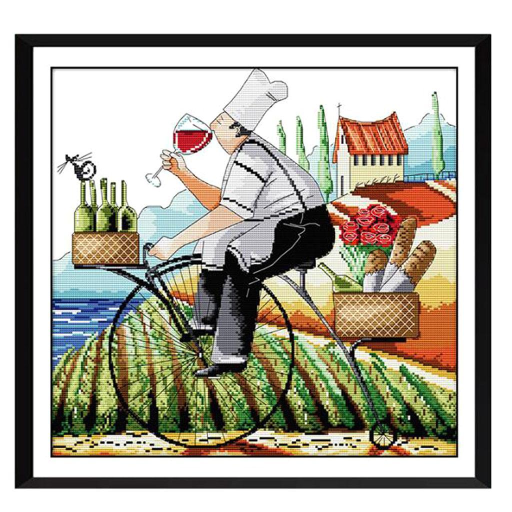 Handmade Stamped Cross Stitch Kits Embroidery Crafts - Drunkard 14CT 43x41cm