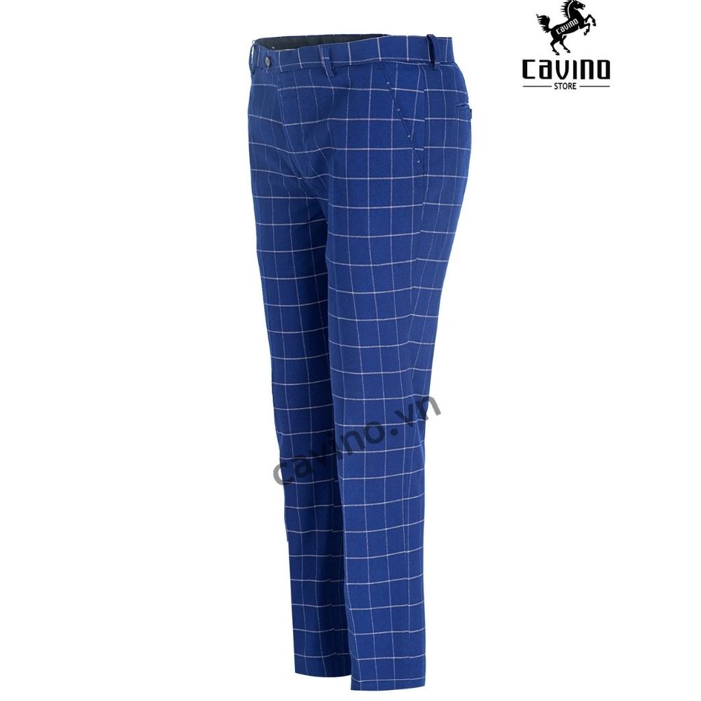 Quần âu nam xanh kẻ caro to Q718 phong cách