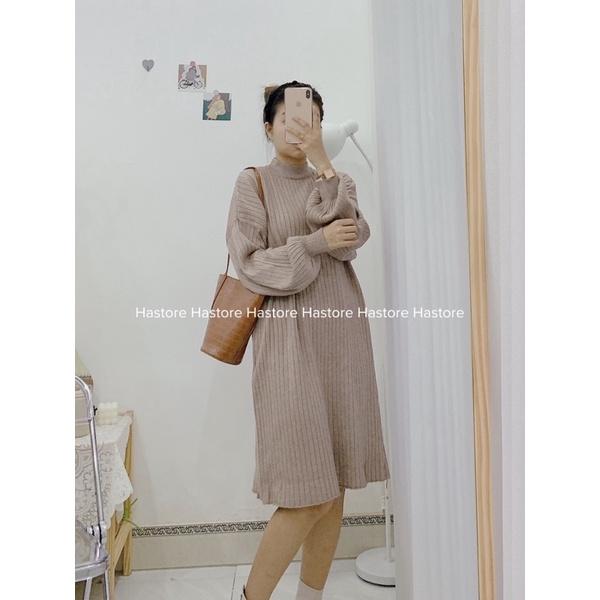 Váy len xuông cổ lọ dày dặn