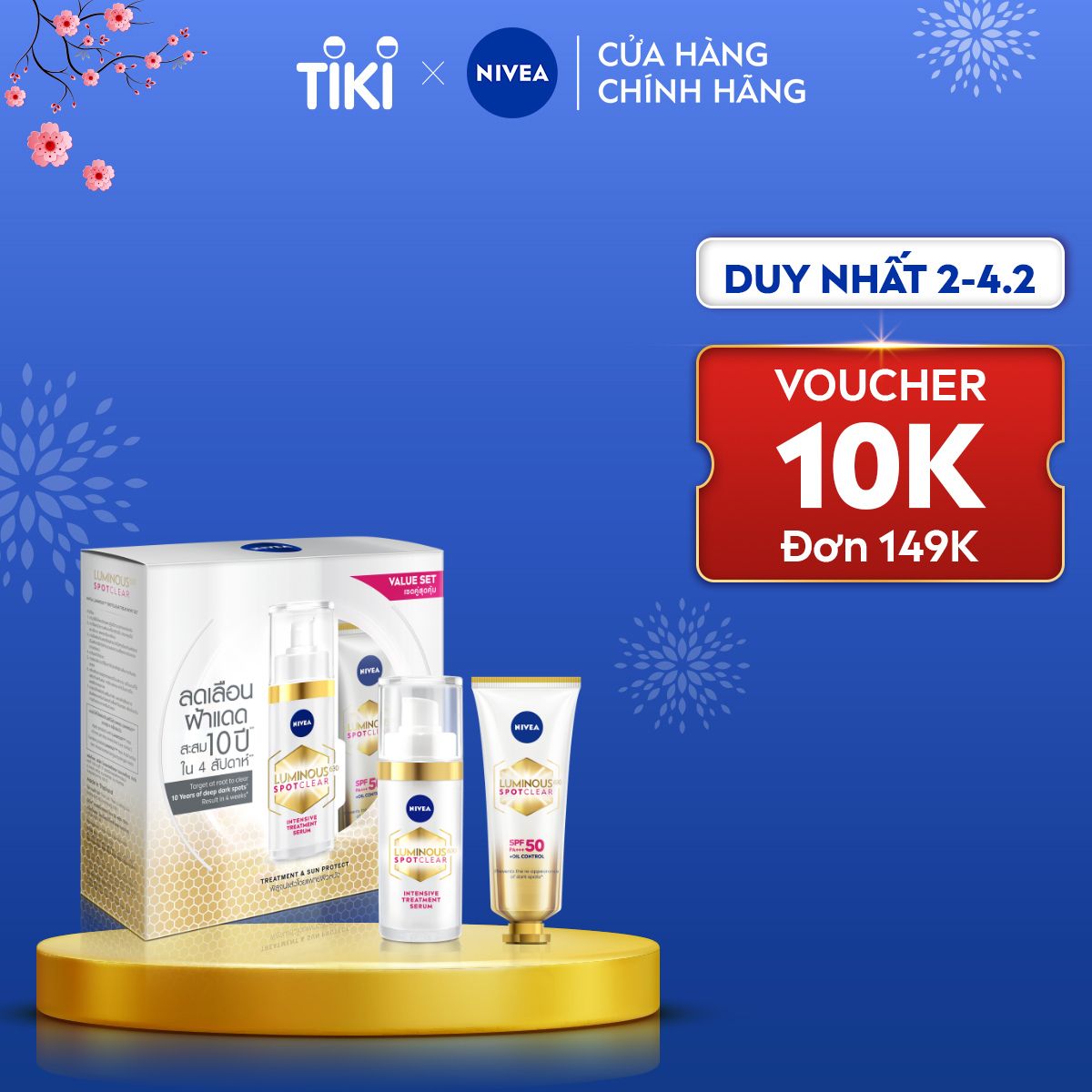 Bộ Sản Phẩm Dưỡng Da Chuyên Sâu NIVEA Luminous630 Làm Mờ Đốm Nâu| Ngừa Thâm Nám | Sáng Da | Chống Nắng (30 ml &amp; 40 ml)