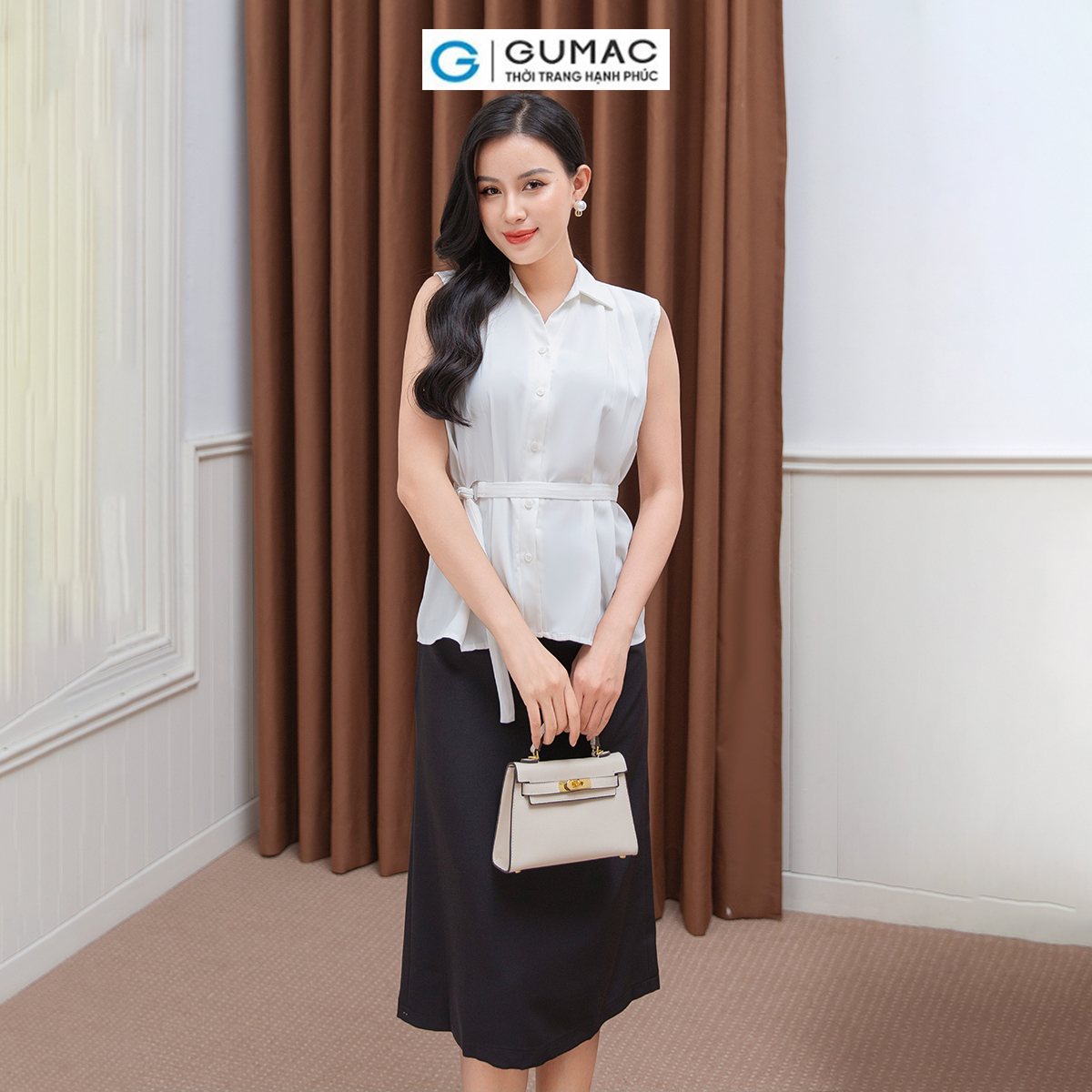 Áo xếp ly kèm dây thời trang GUMAC AD10015