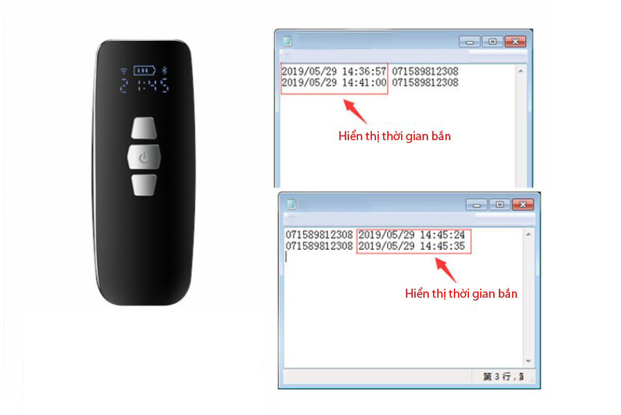 Máy quét mã vạch Mini YHD 3200CB kết nối Bluetooth/ USB/ Có dây hỗ trợ hiện thời gian quét mã vạch dùng trên Điện thoại, Máy tính - Hàng Nhập Khẩu